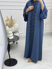 C 1110-01 Steel Blue Lace Abaya