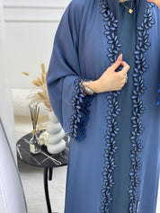 C 1110-01 Steel Blue Lace Abaya