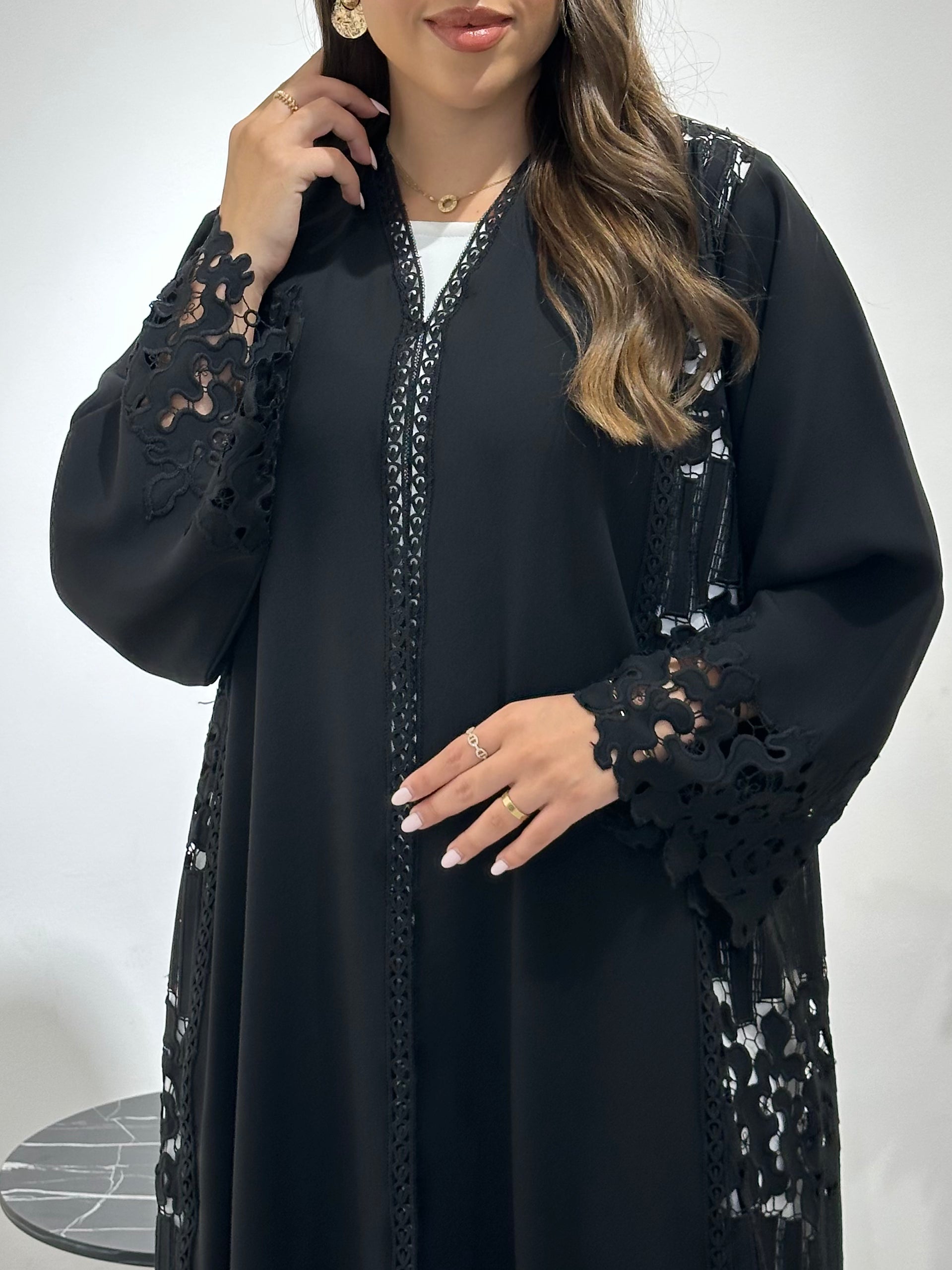 C 1423 Black Lace Abaya