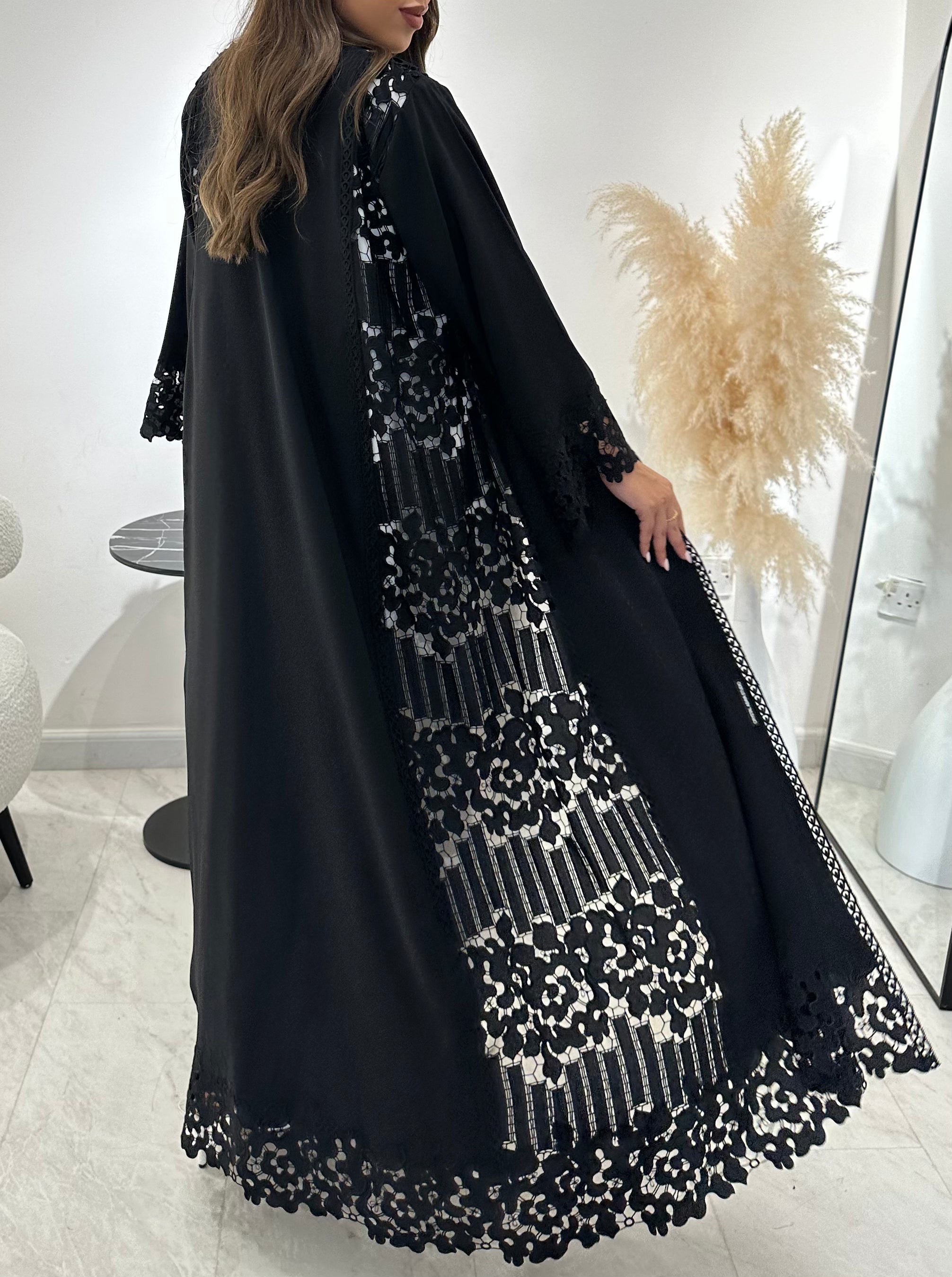 C 1423 Black Lace Abaya
