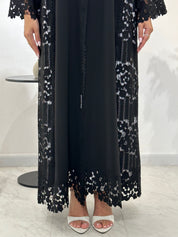 C 1423 Black Lace Abaya