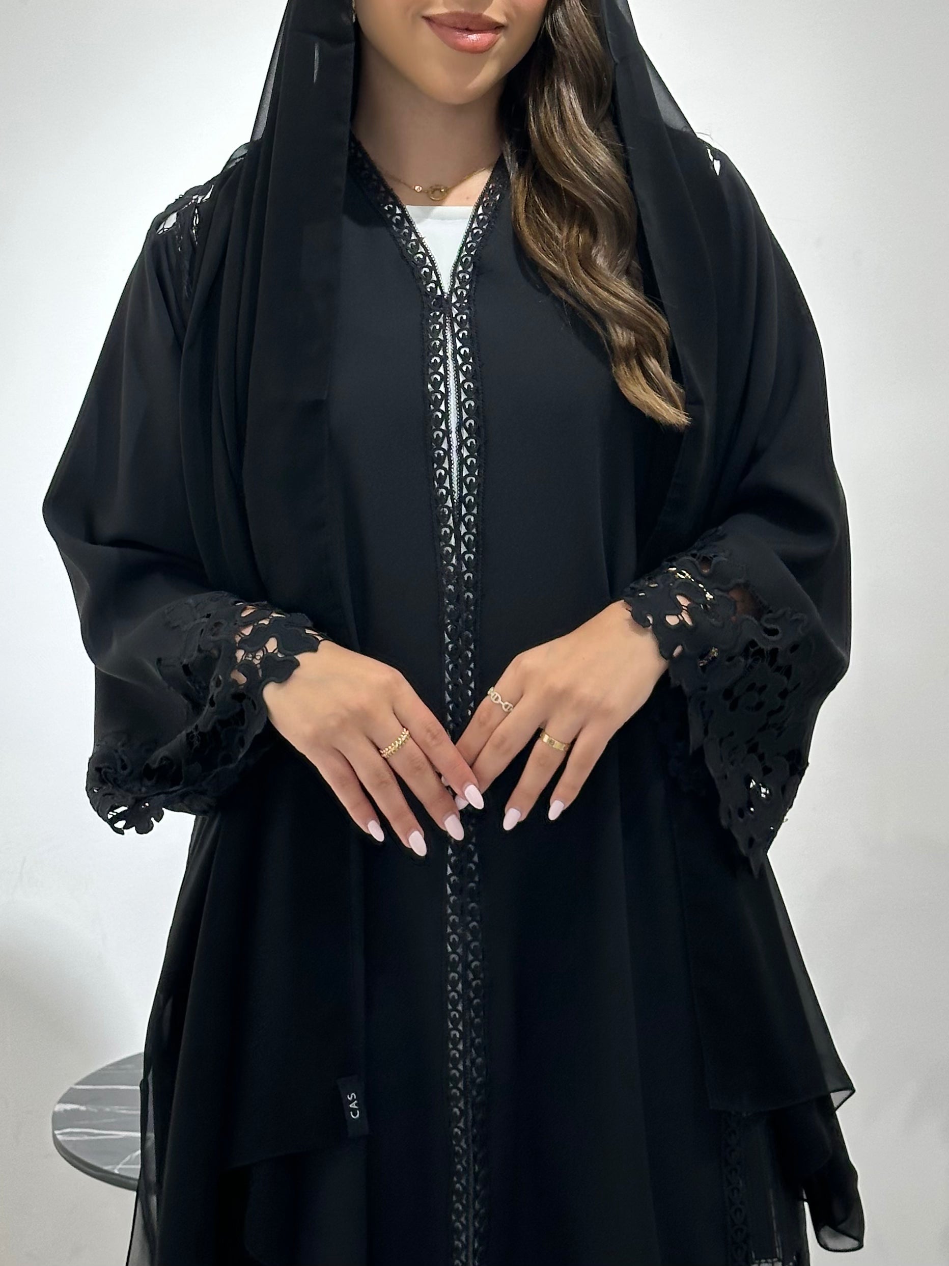 C 1423 Black Lace Abaya
