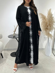 C 1422 Black Beaded Lace Abaya