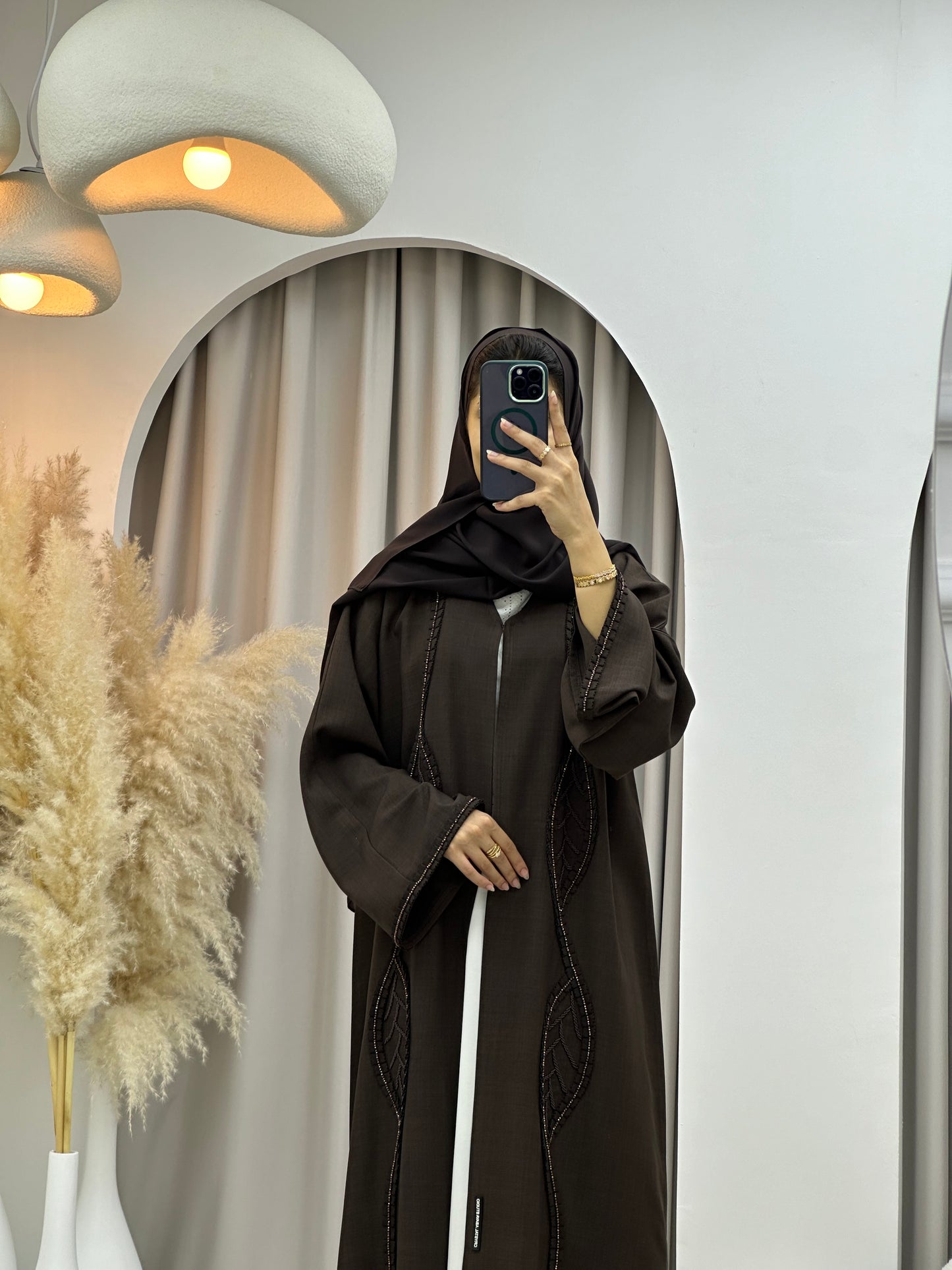 C 0273 Dark Brown Beaded Abaya