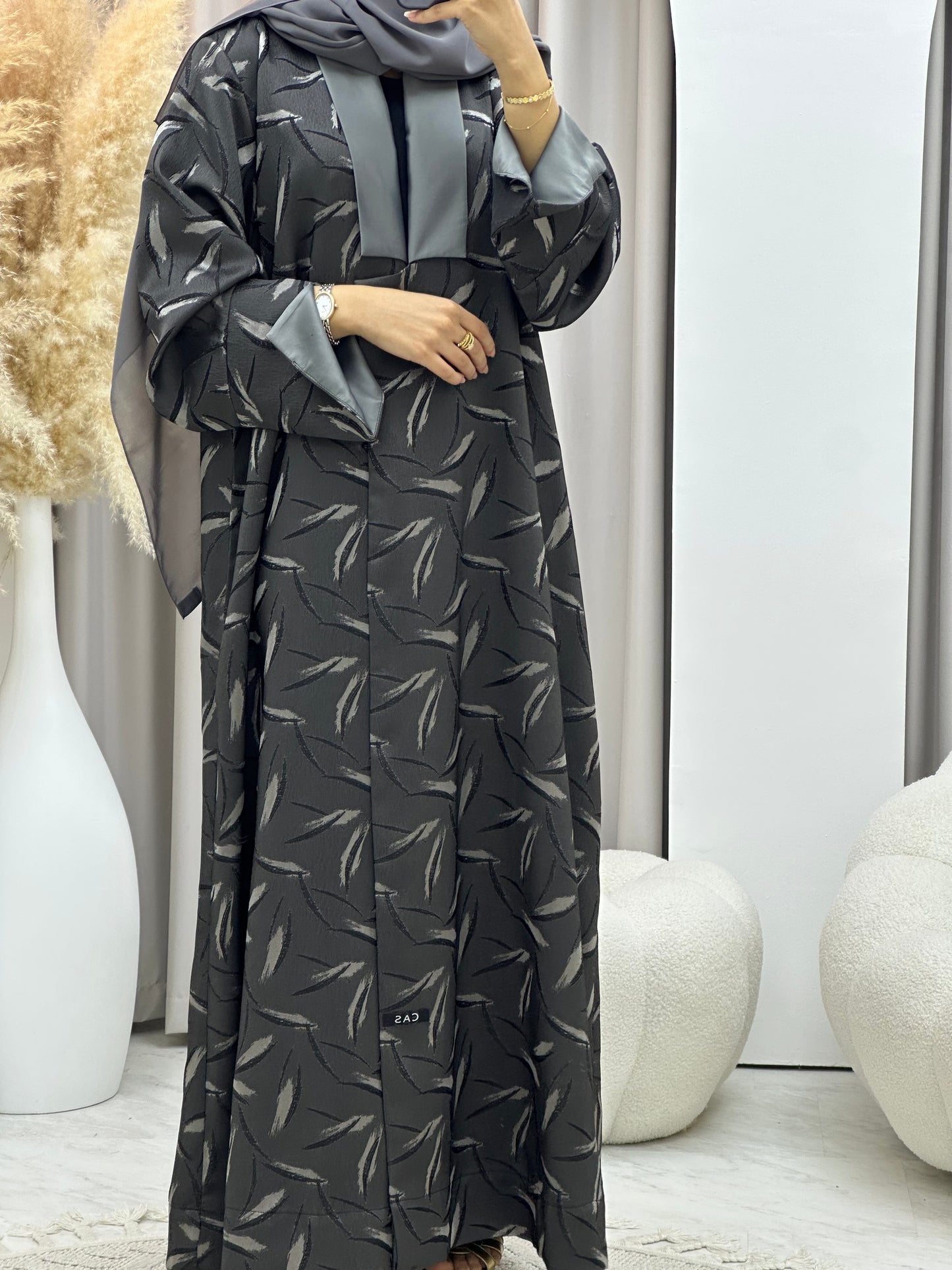 C 0488 Grey Silver Abaya