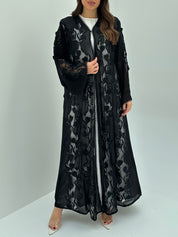 C 1659 Black Dantel Abaya