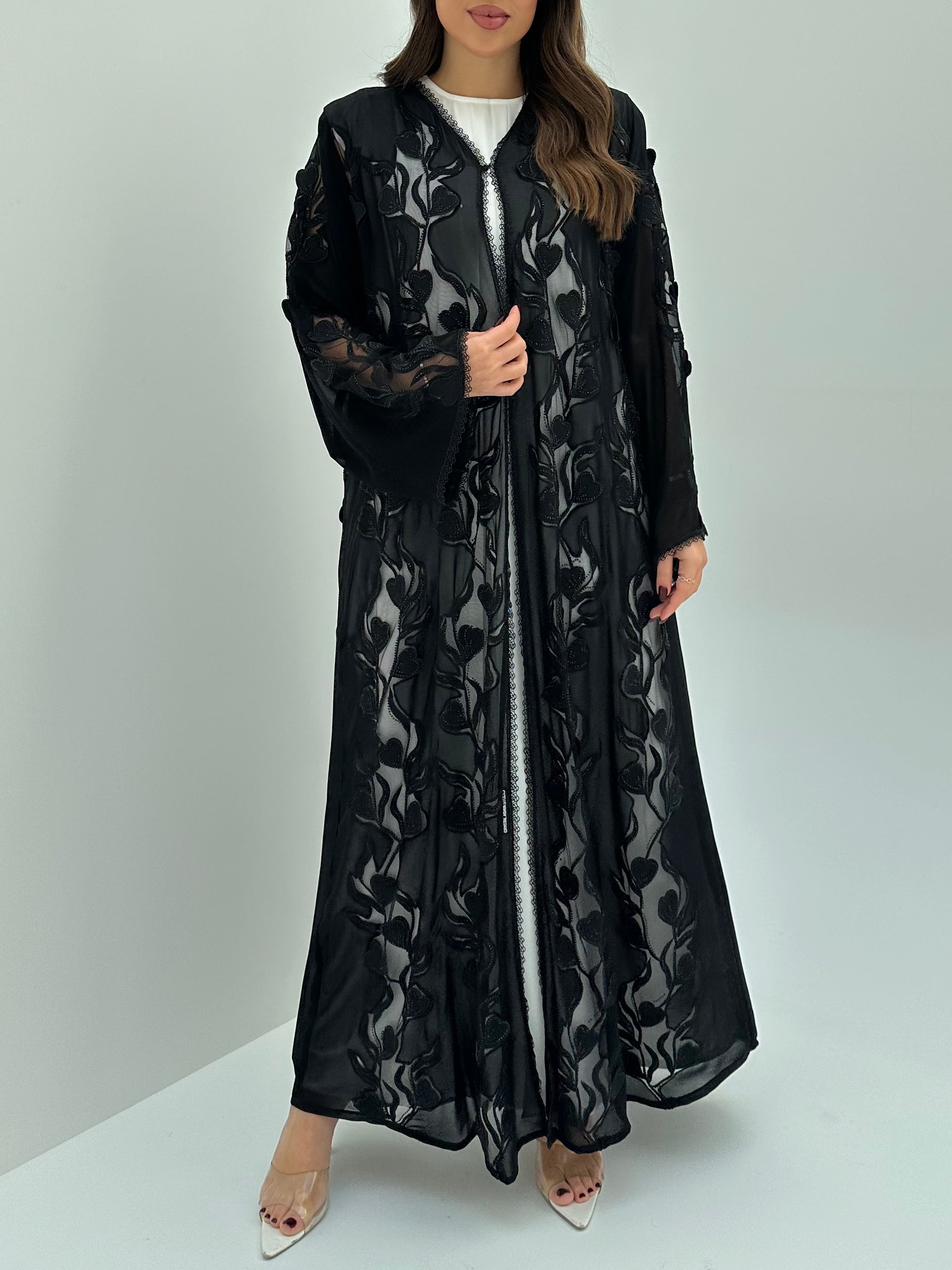 C 1659 Black Dantel Abaya