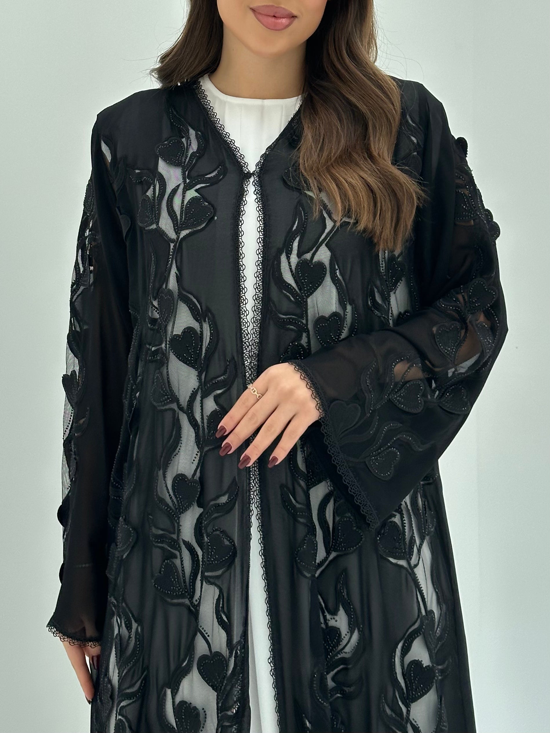 C 1659 Black Dantel Abaya