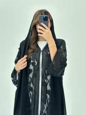 C 1659 Black Dantel Abaya