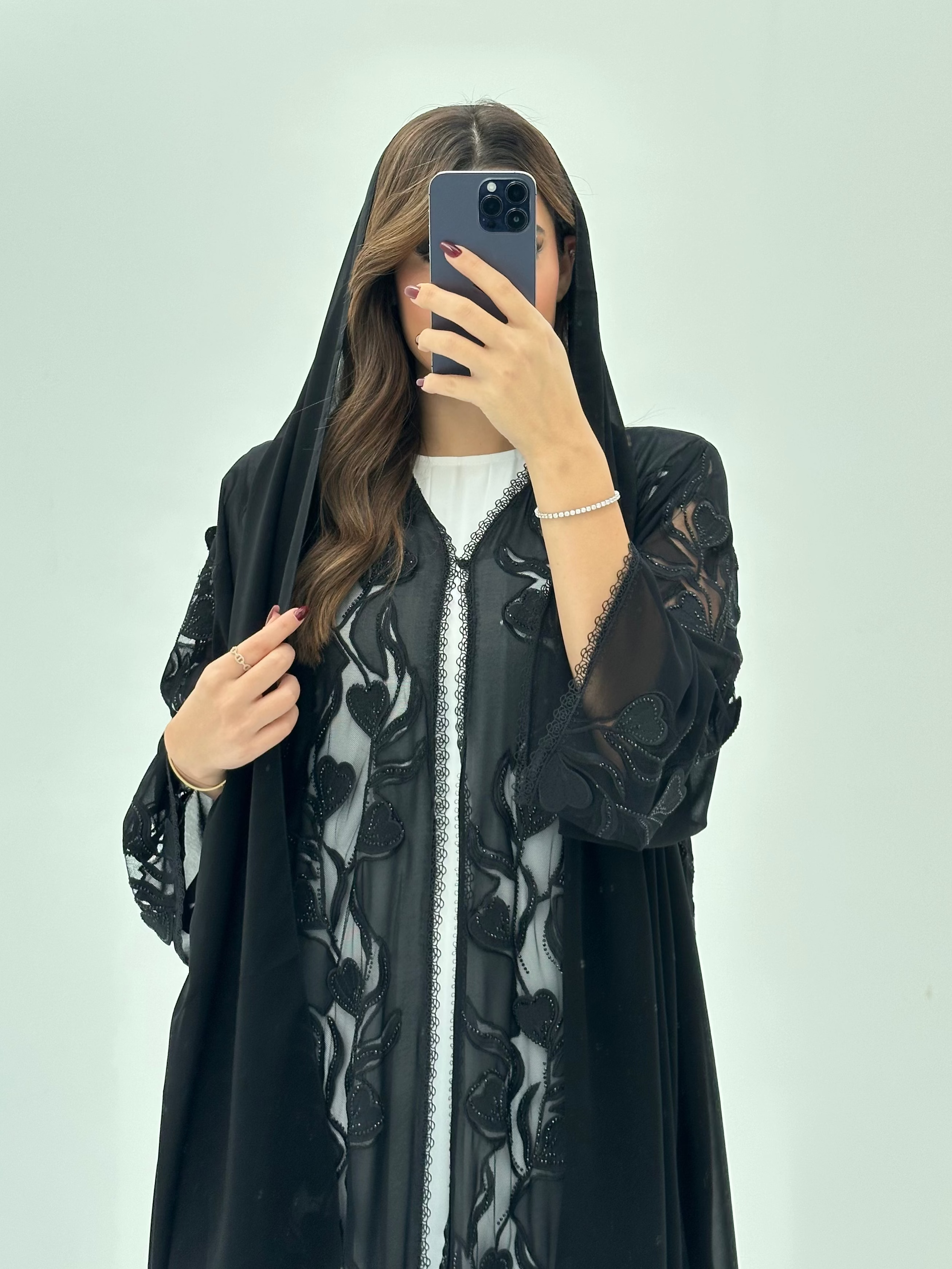 C 1659 Black Dantel Abaya