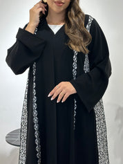 C 1421 Black Crystal Lace Abaya