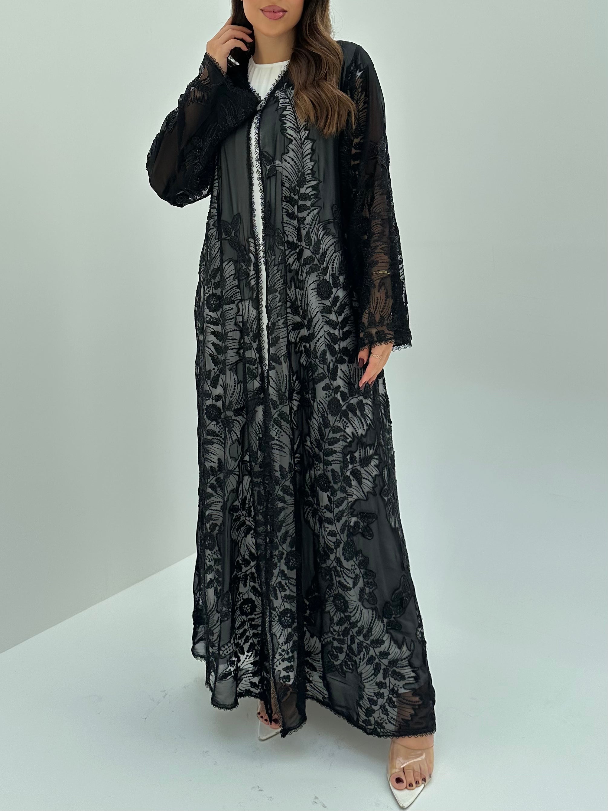 C 1660 Black Dantel Abaya