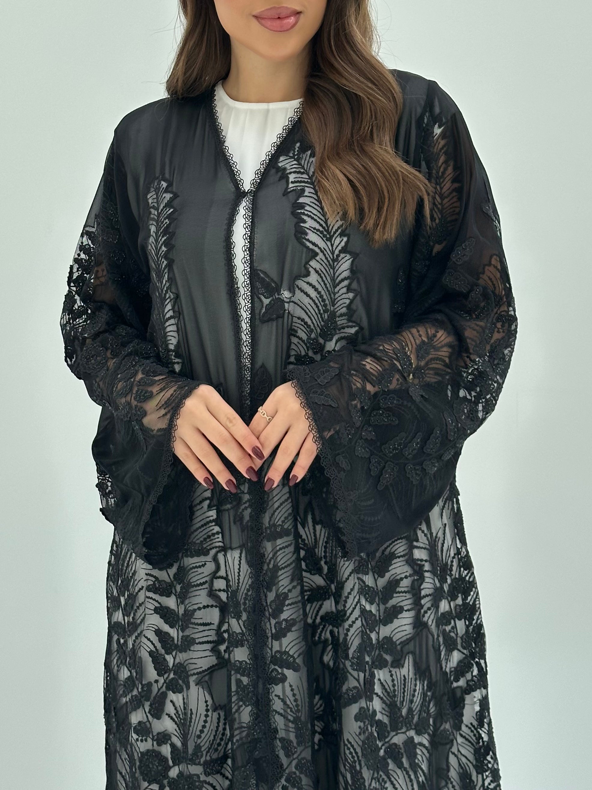 C 1660 Black Dantel Abaya
