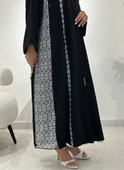 C 1421 Black Crystal Lace Abaya