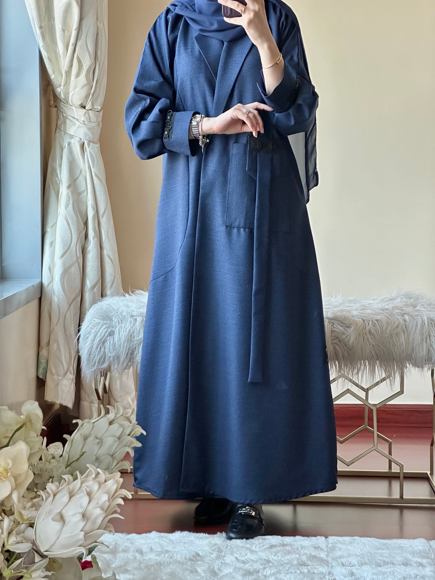 C-Blue-Linen-Coat-Abaya-Set