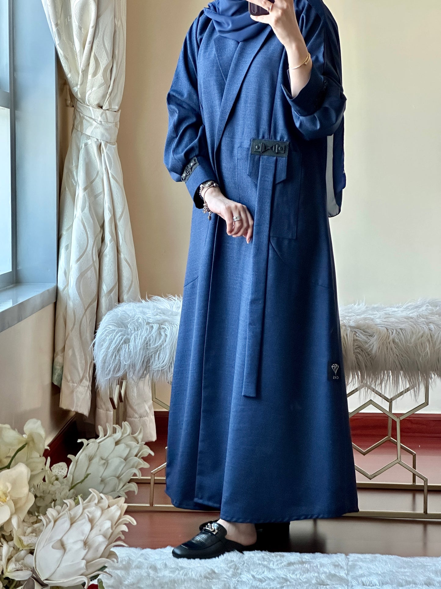 C-Blue-Linen-Coat-Abaya-Set