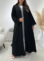 C 1420 Black Circles Printed Abaya