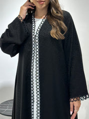 C 1420 Black Circles Printed Abaya