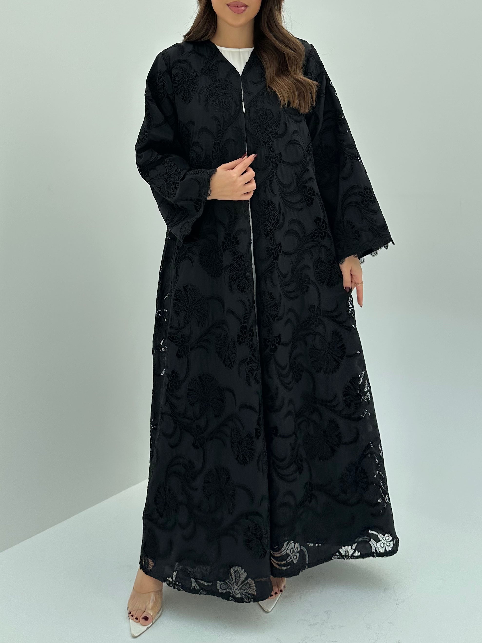 C 1661 Black Dantel Abaya