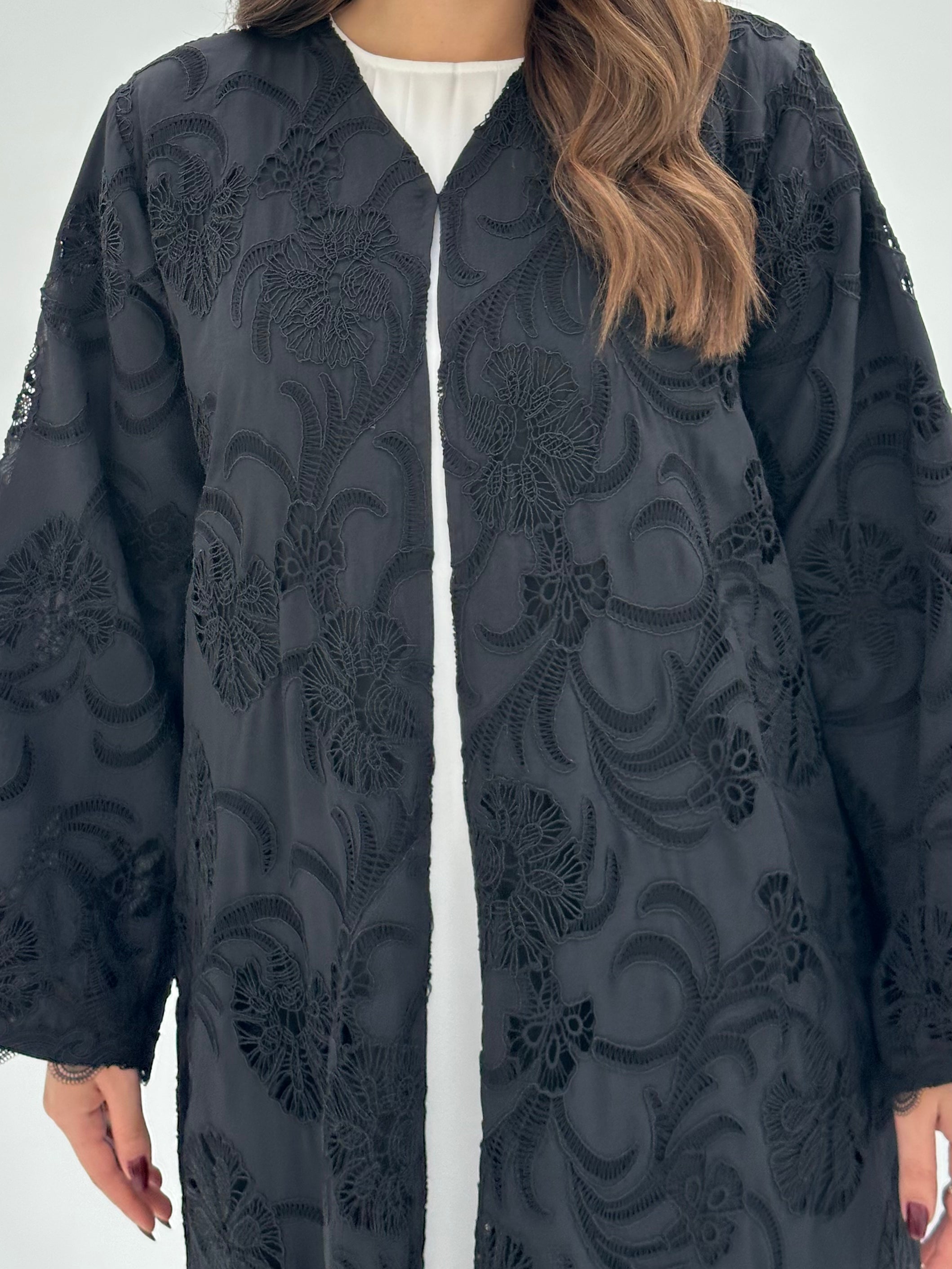 C 1661 Black Dantel Abaya