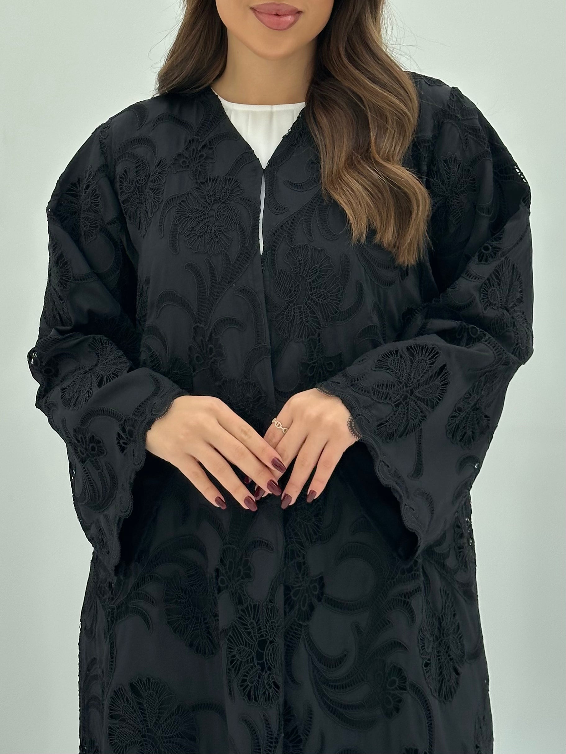 C 1661 Black Dantel Abaya