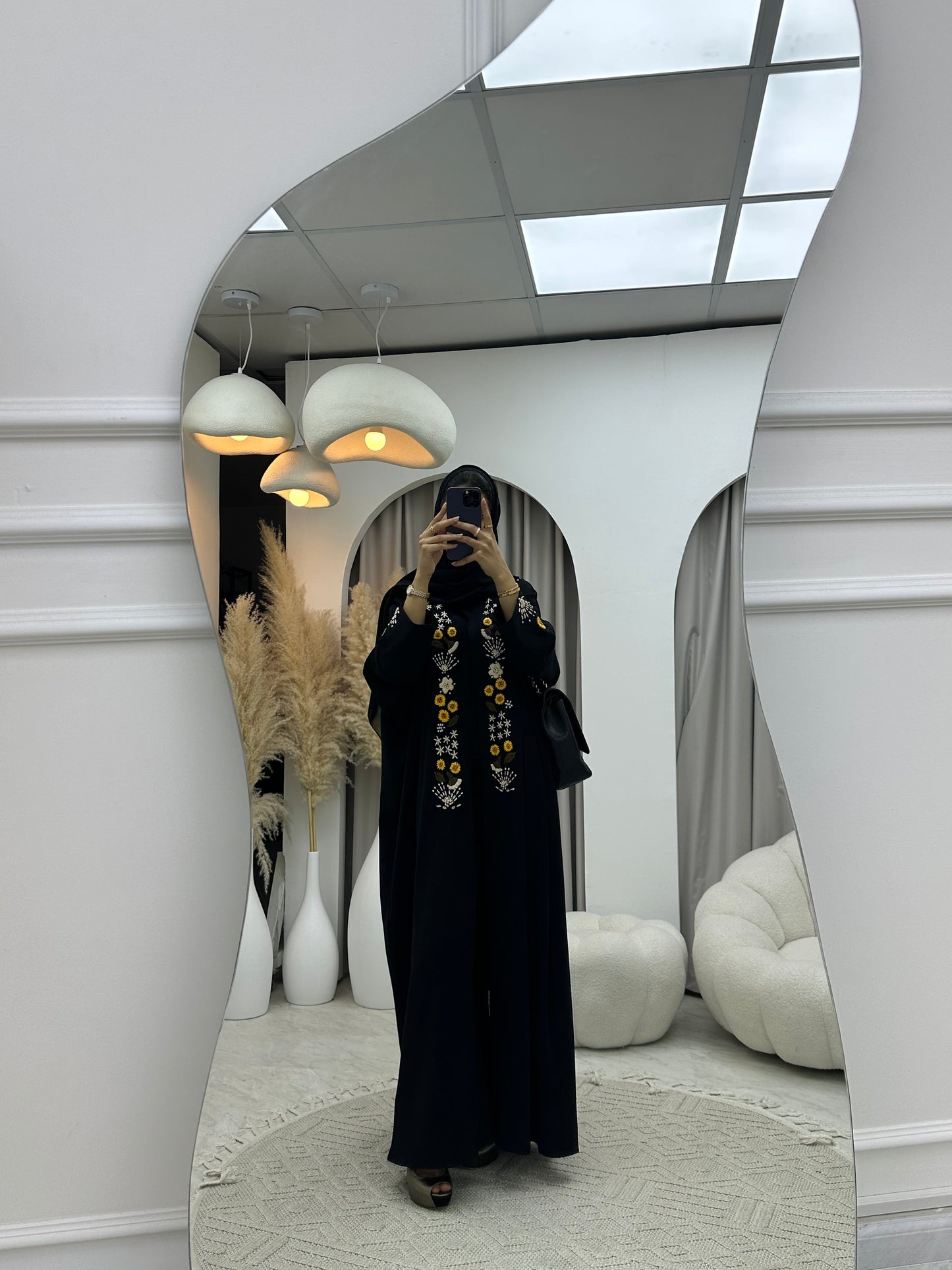 C RTW 0089 Black Sunflower Bisht Abaya