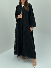 C 1662 Black Dantel Abaya