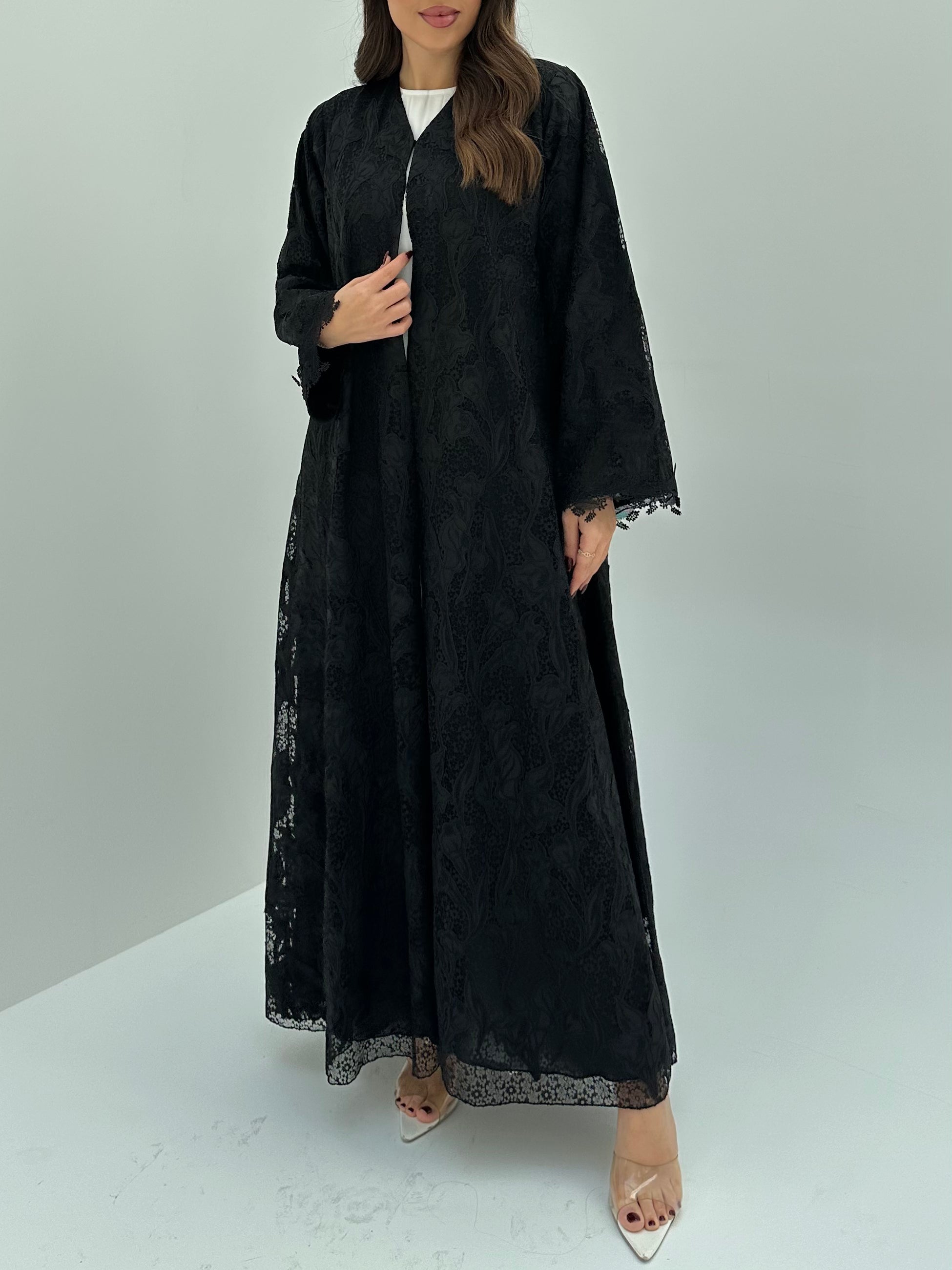 C 1662 Black Dantel Abaya