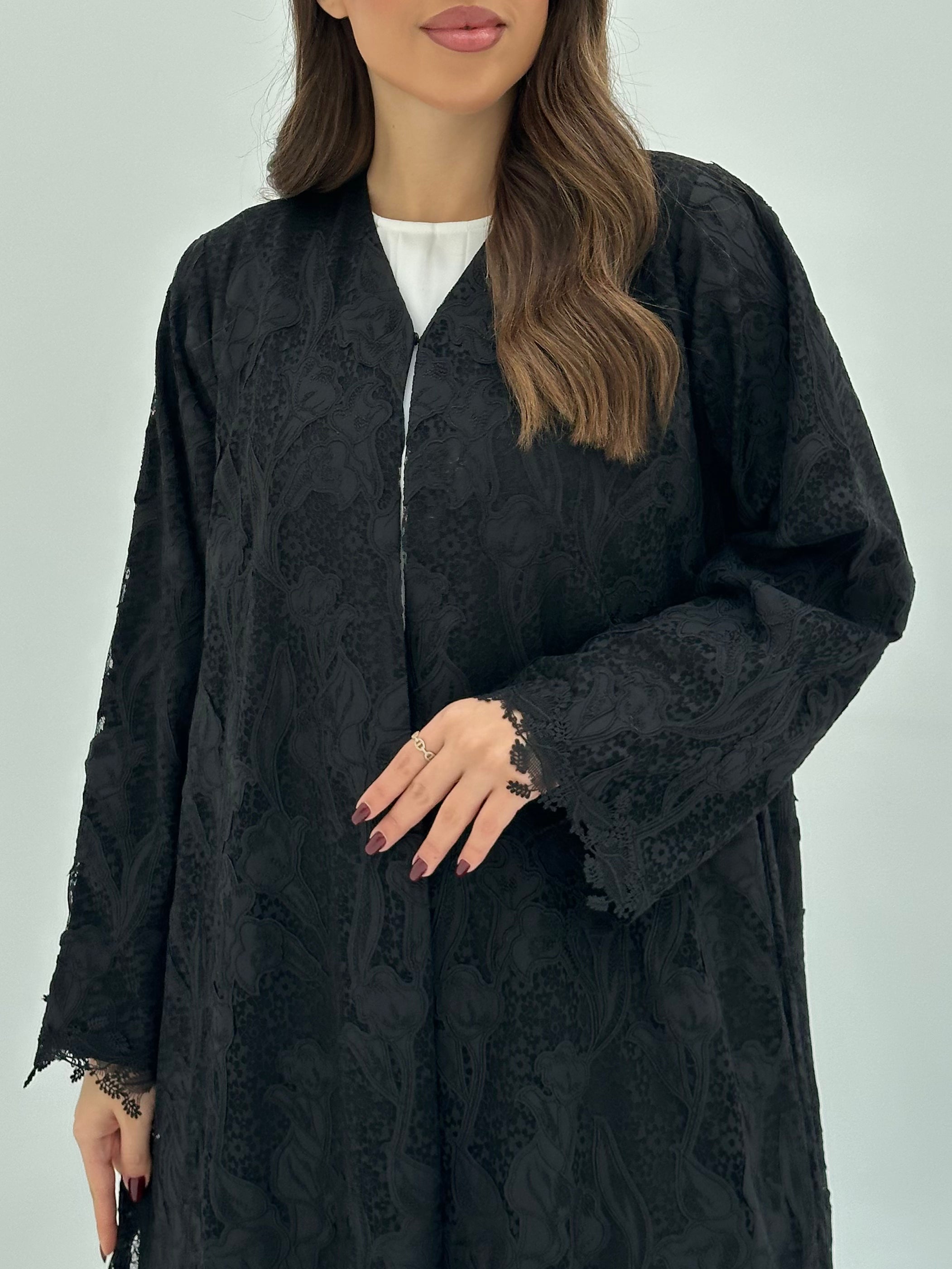 C 1662 Black Dantel Abaya