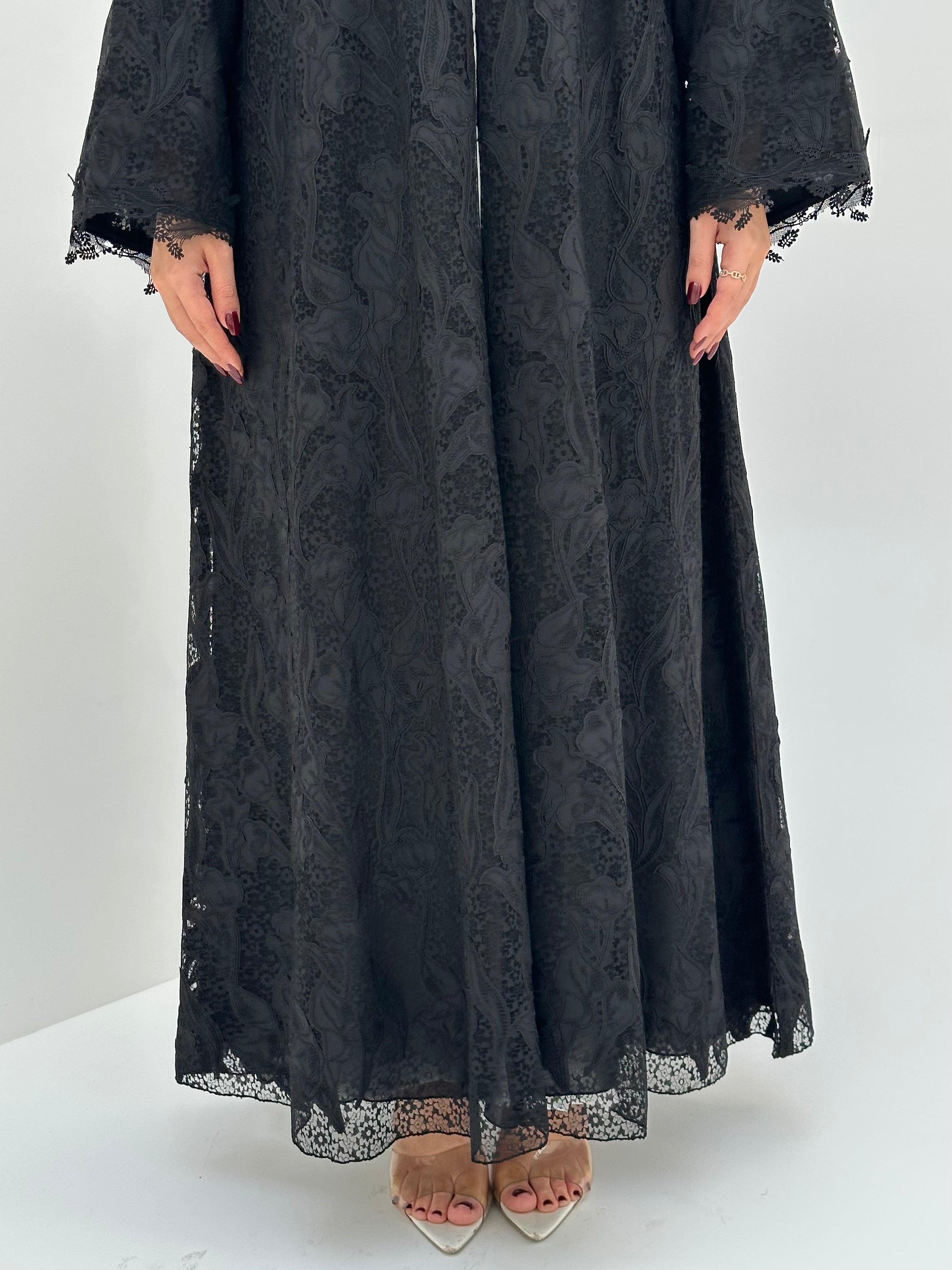 C 1662 Black Dantel Abaya