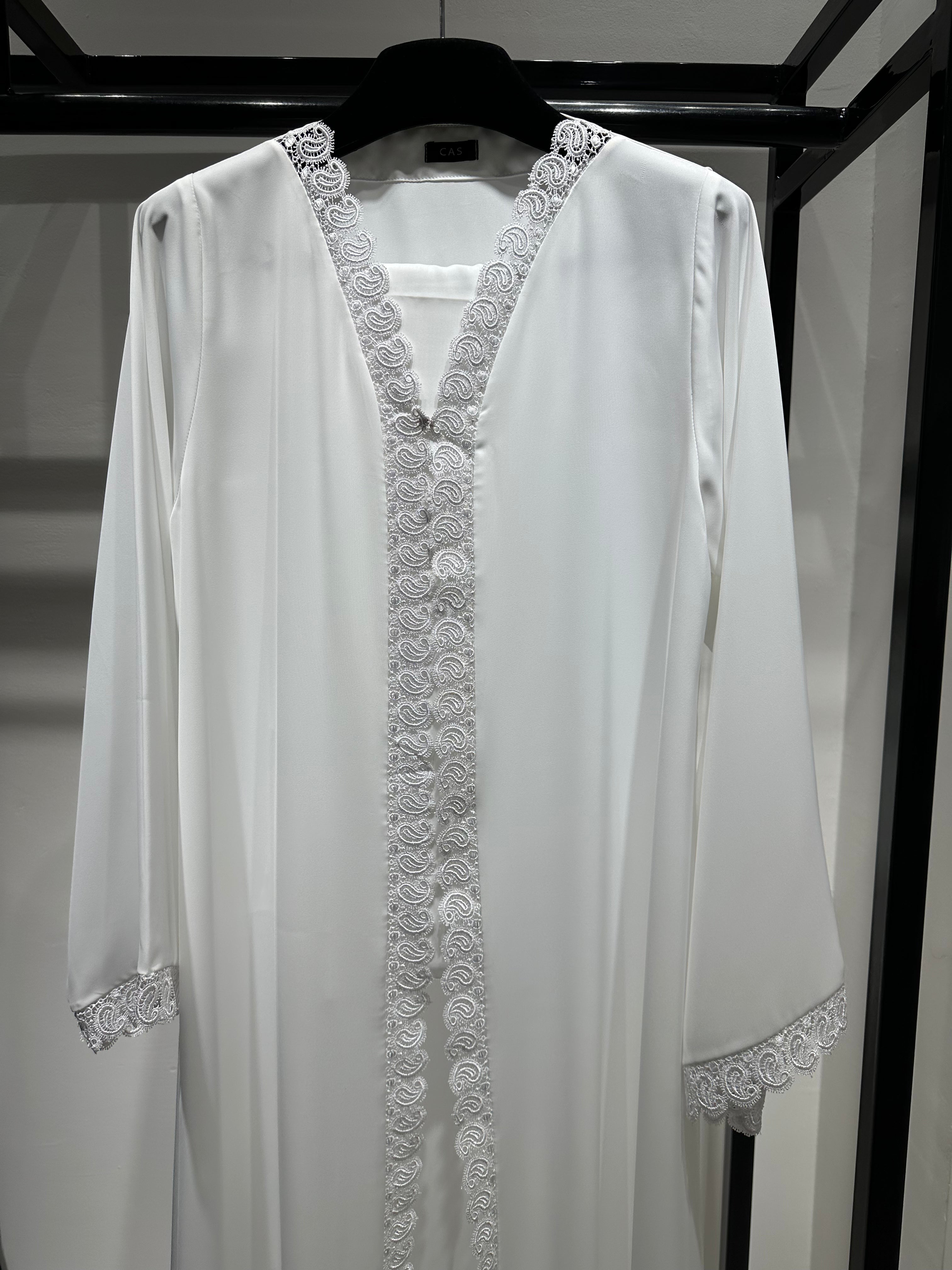 C 1451-06 White Lace Abaya