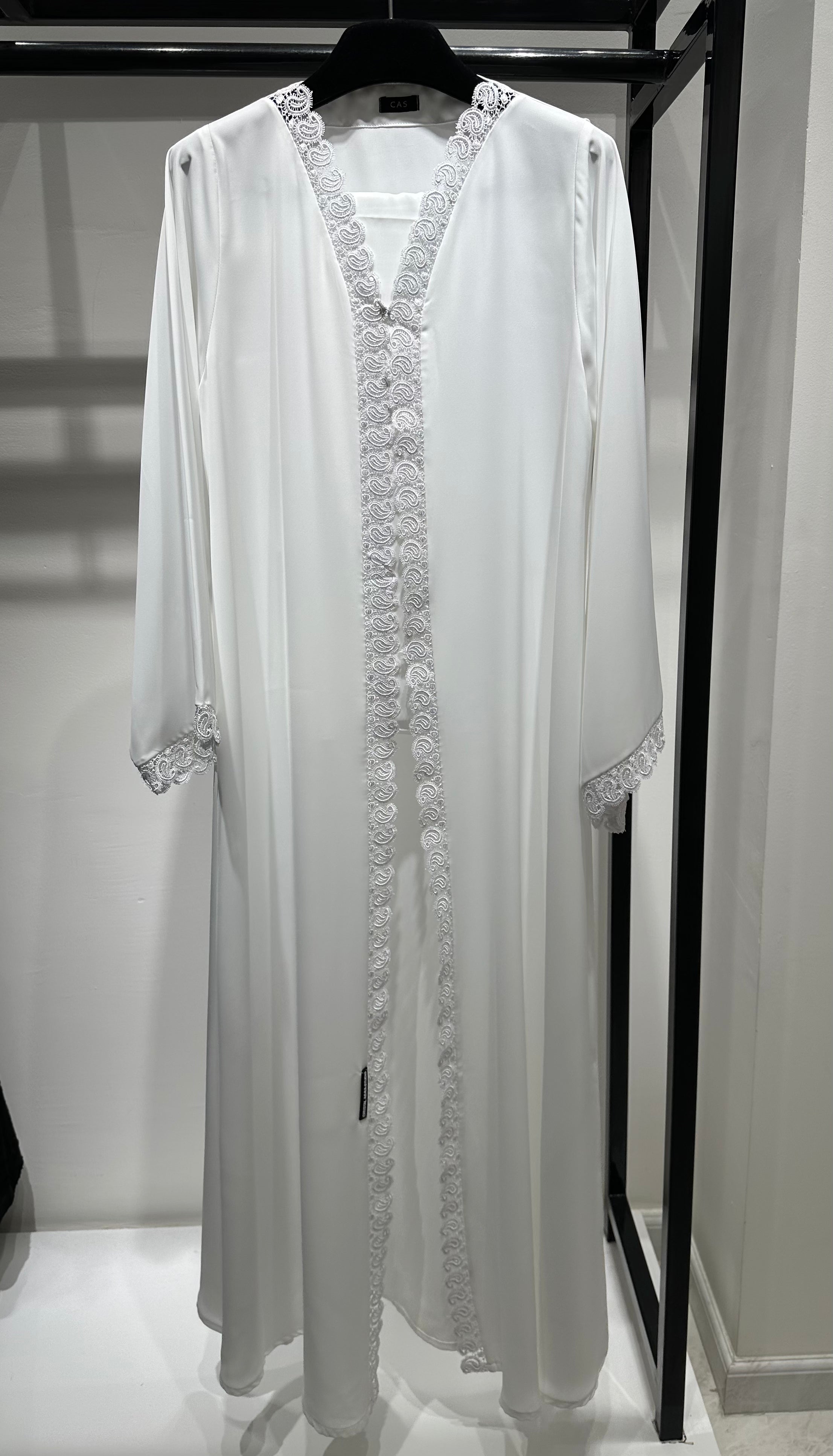 C 1451-06 White Lace Abaya