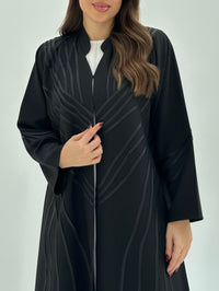 C 1664 Black Striped Abaya - XS / 49