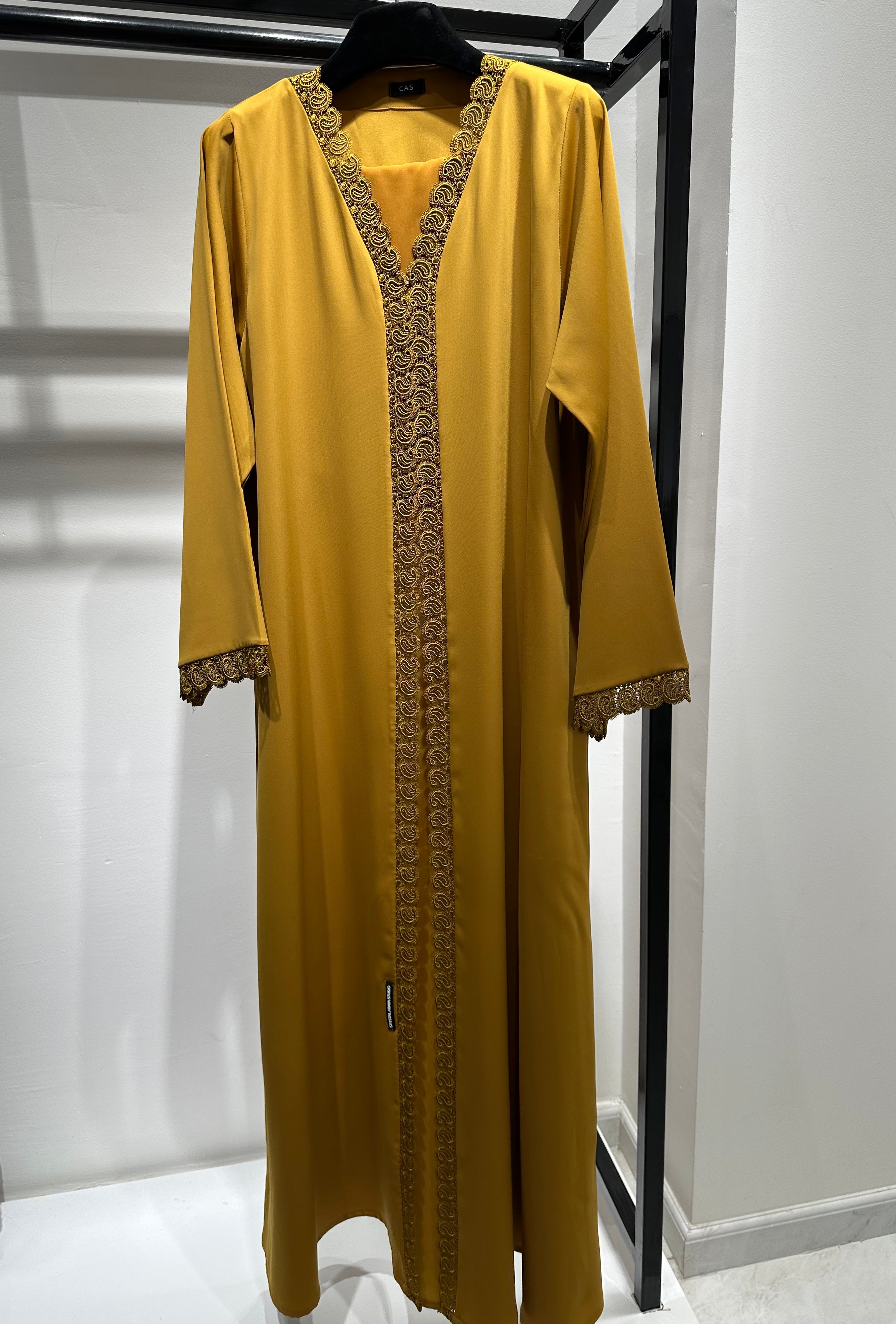 C 1451-03 Butterscotch Lace Abaya