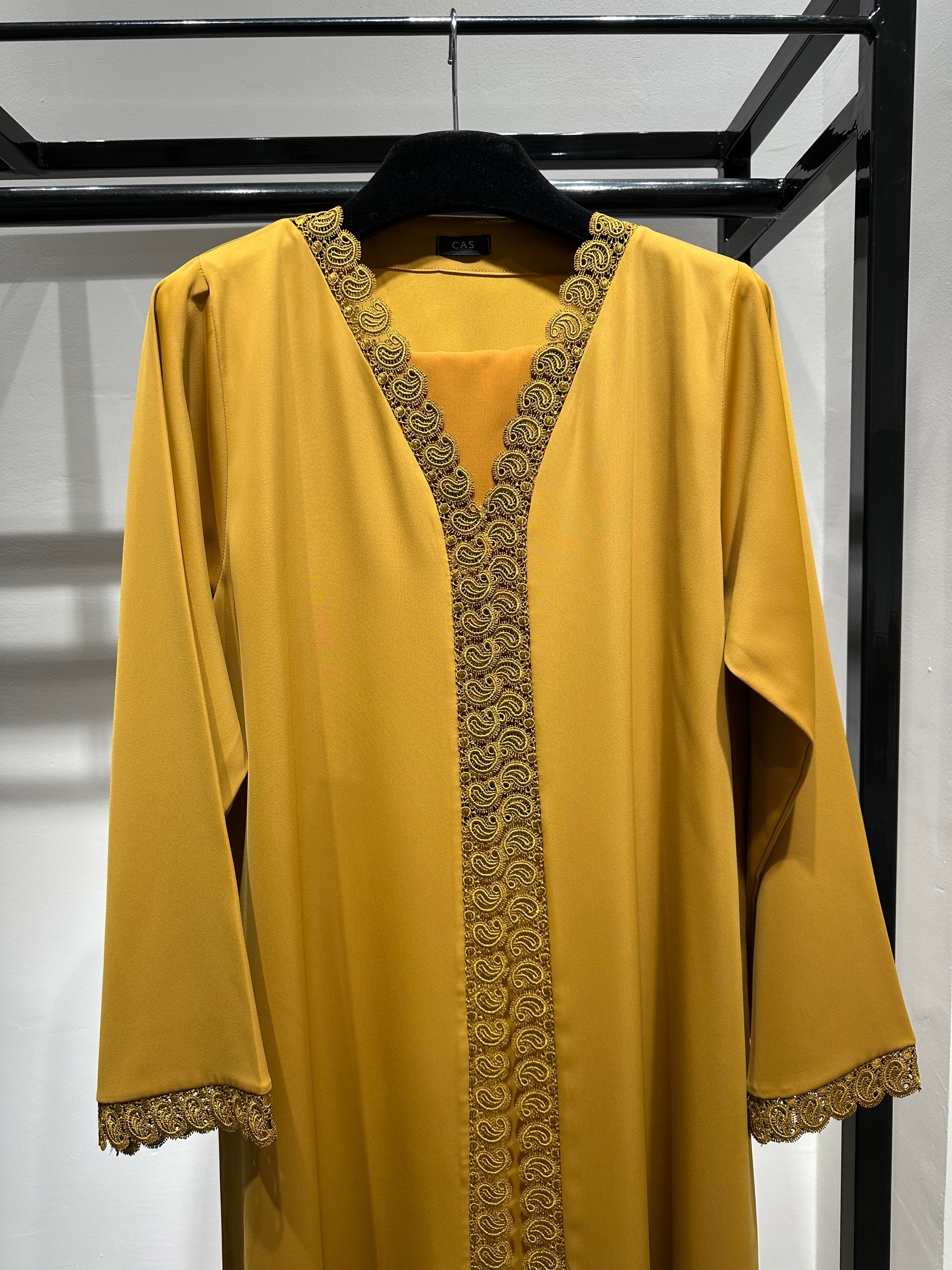 C 1451-03 Butterscotch Lace Abaya