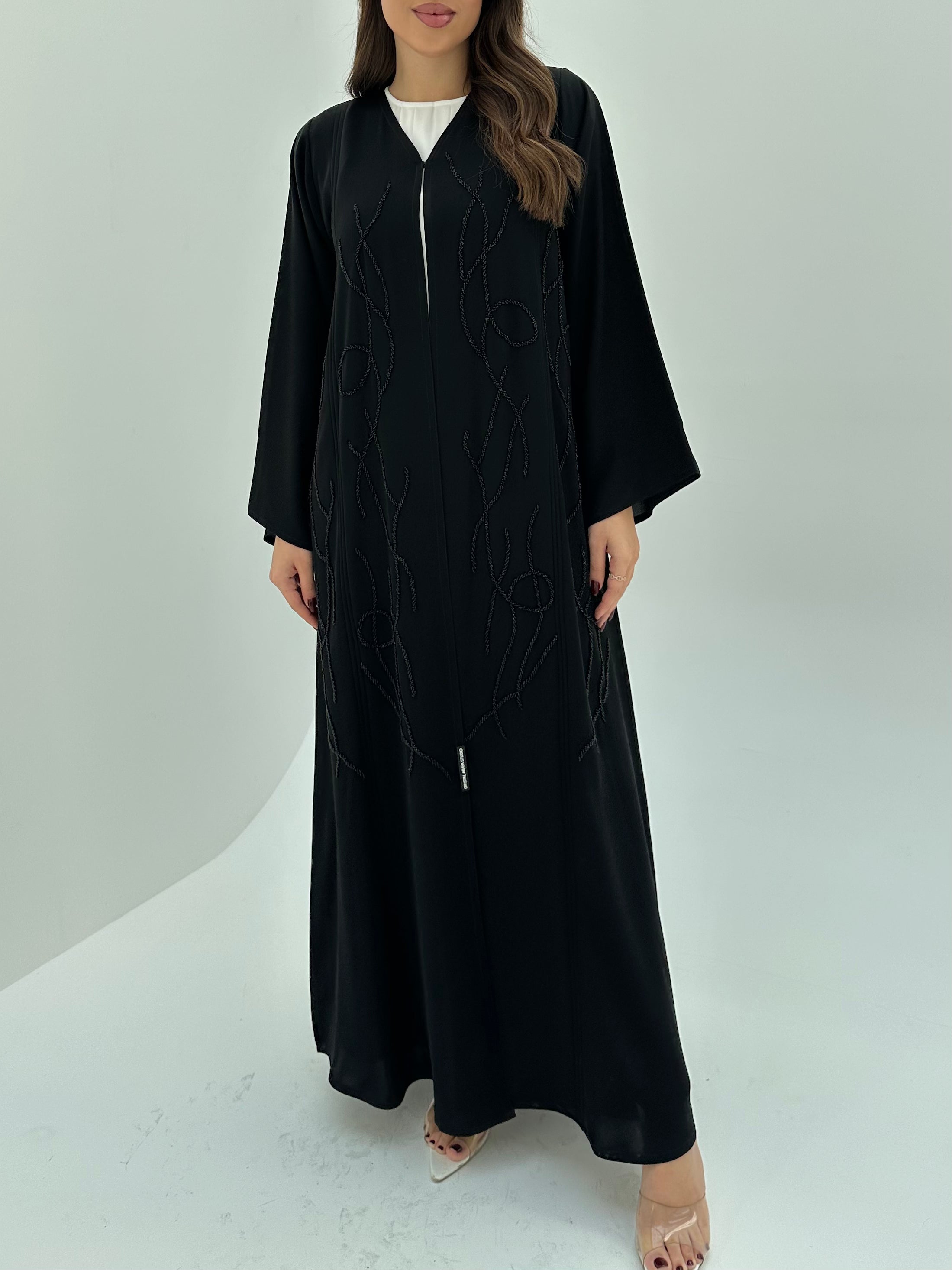 C 1665 Black Beaded Abaya