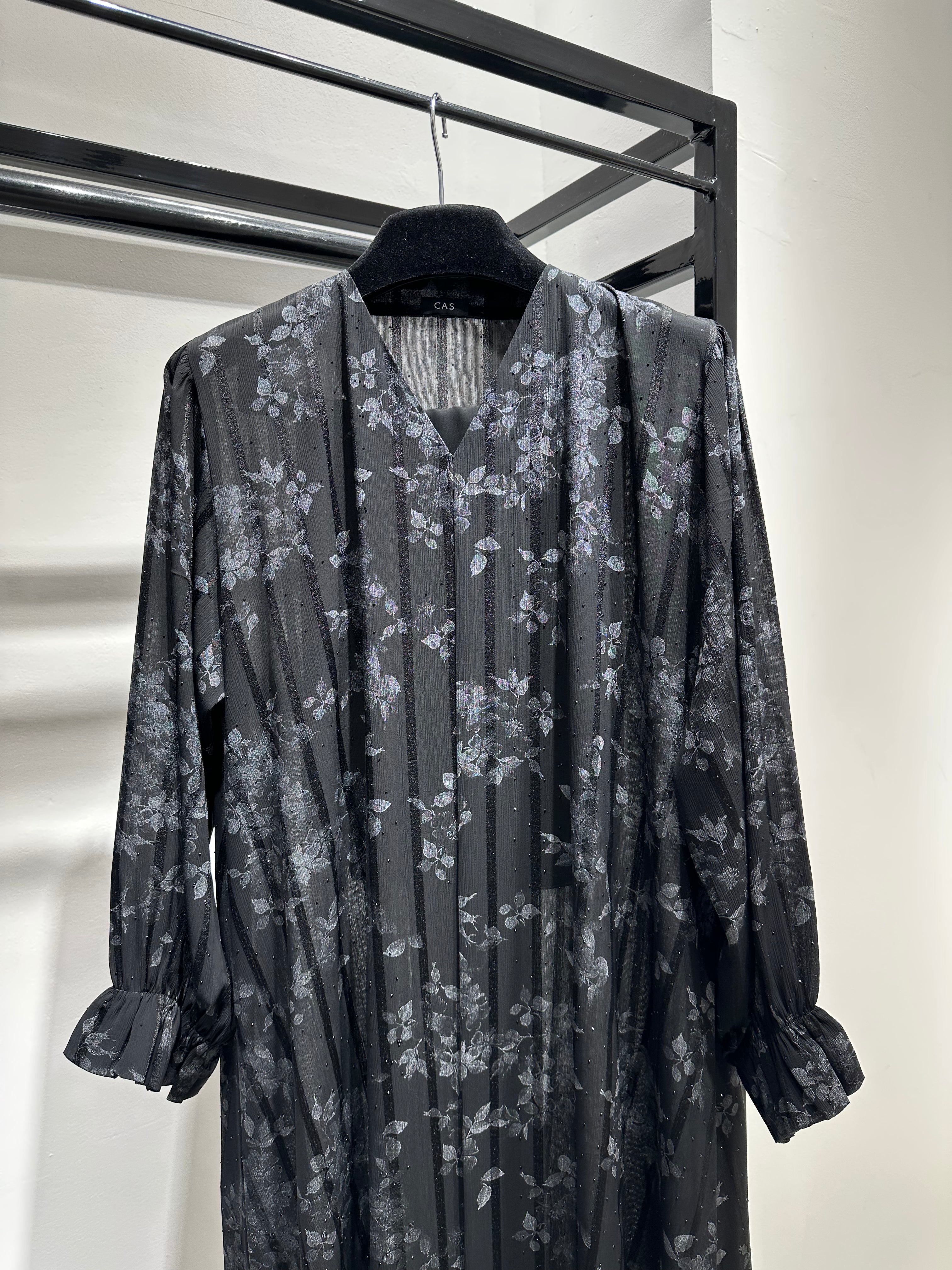 C 1448-02 Silver Beaded Abaya