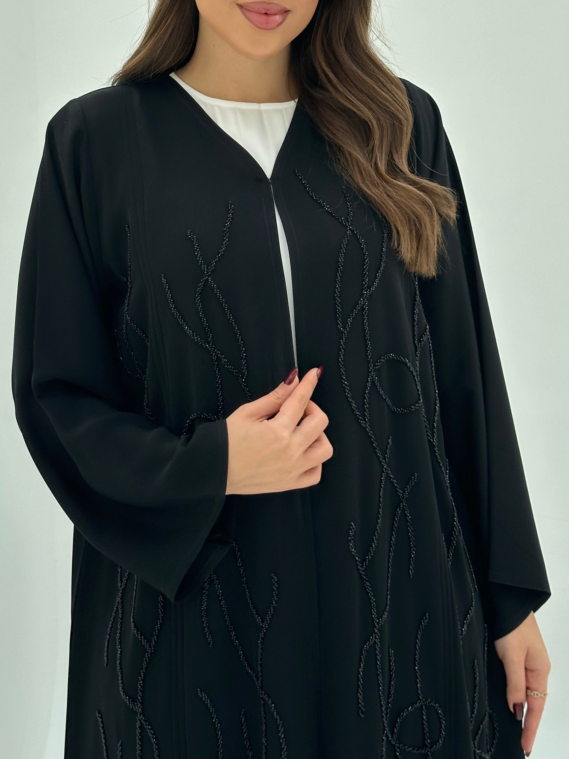 C 1665 Black Beaded Abaya