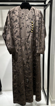 C 1450-03 Brown Army Printed Abaya