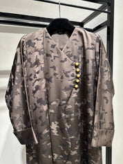 C 1450-03 Brown Army Printed Abaya