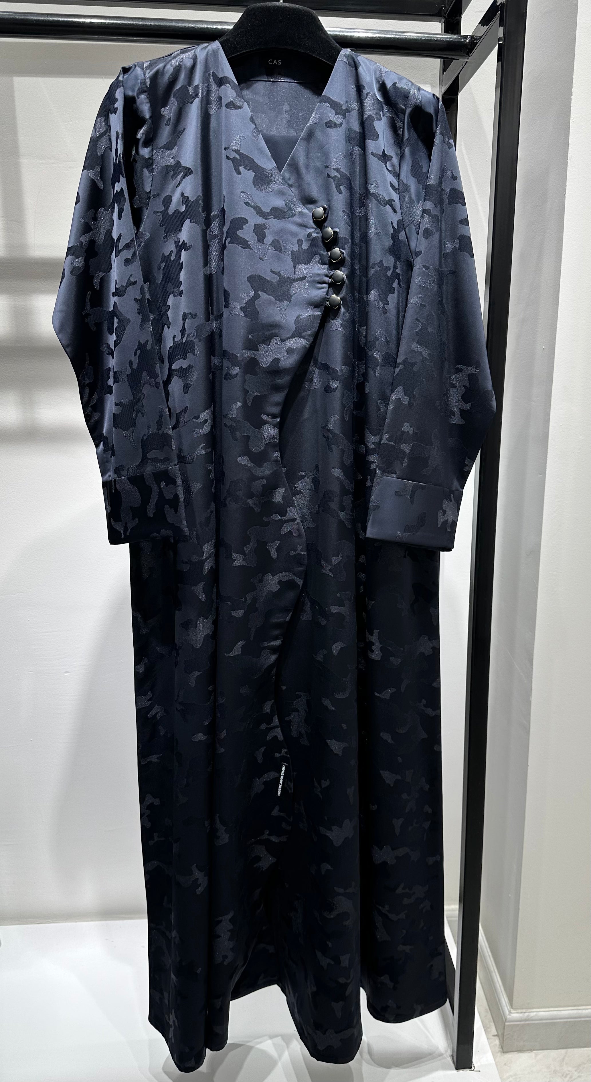 C 1450-04 Navy Blue Army Printed Abaya