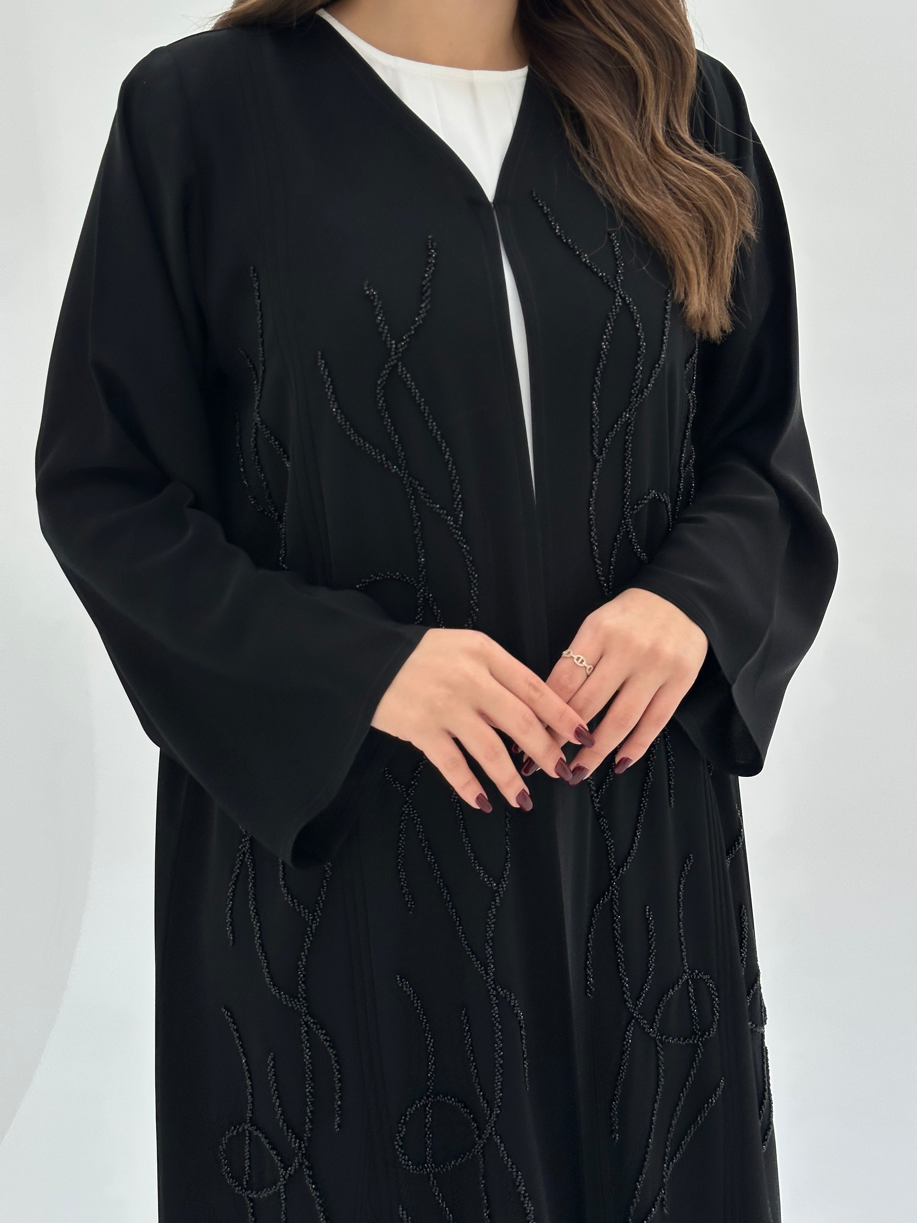 C 1665 Black Beaded Abaya