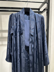 C 1449-04 Navy Blue Printed Abaya