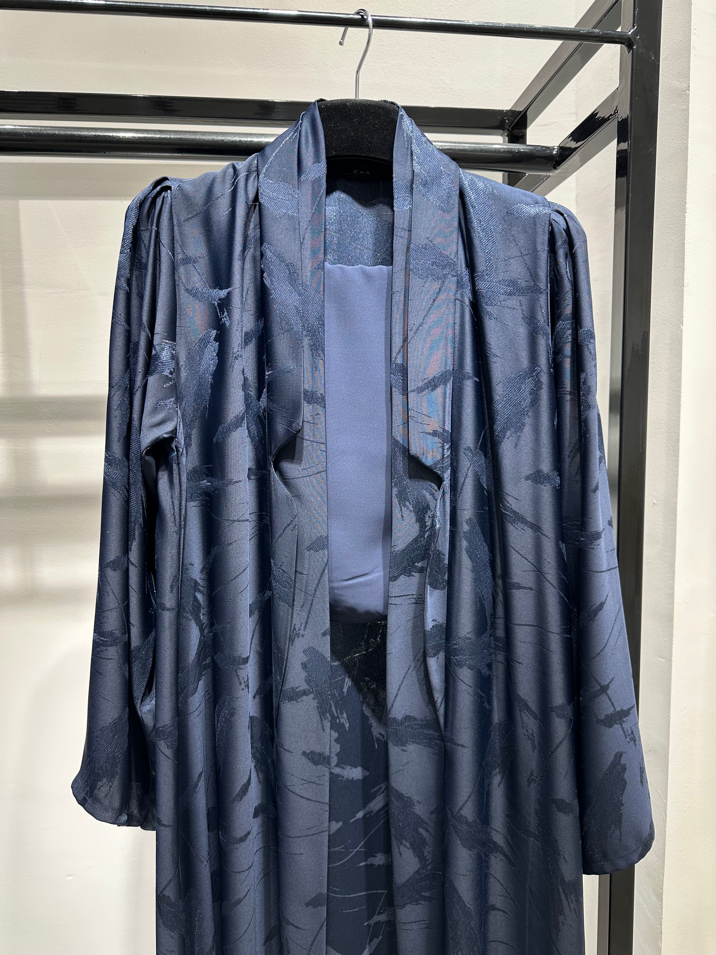 C 1449-04 Navy Blue Printed Abaya