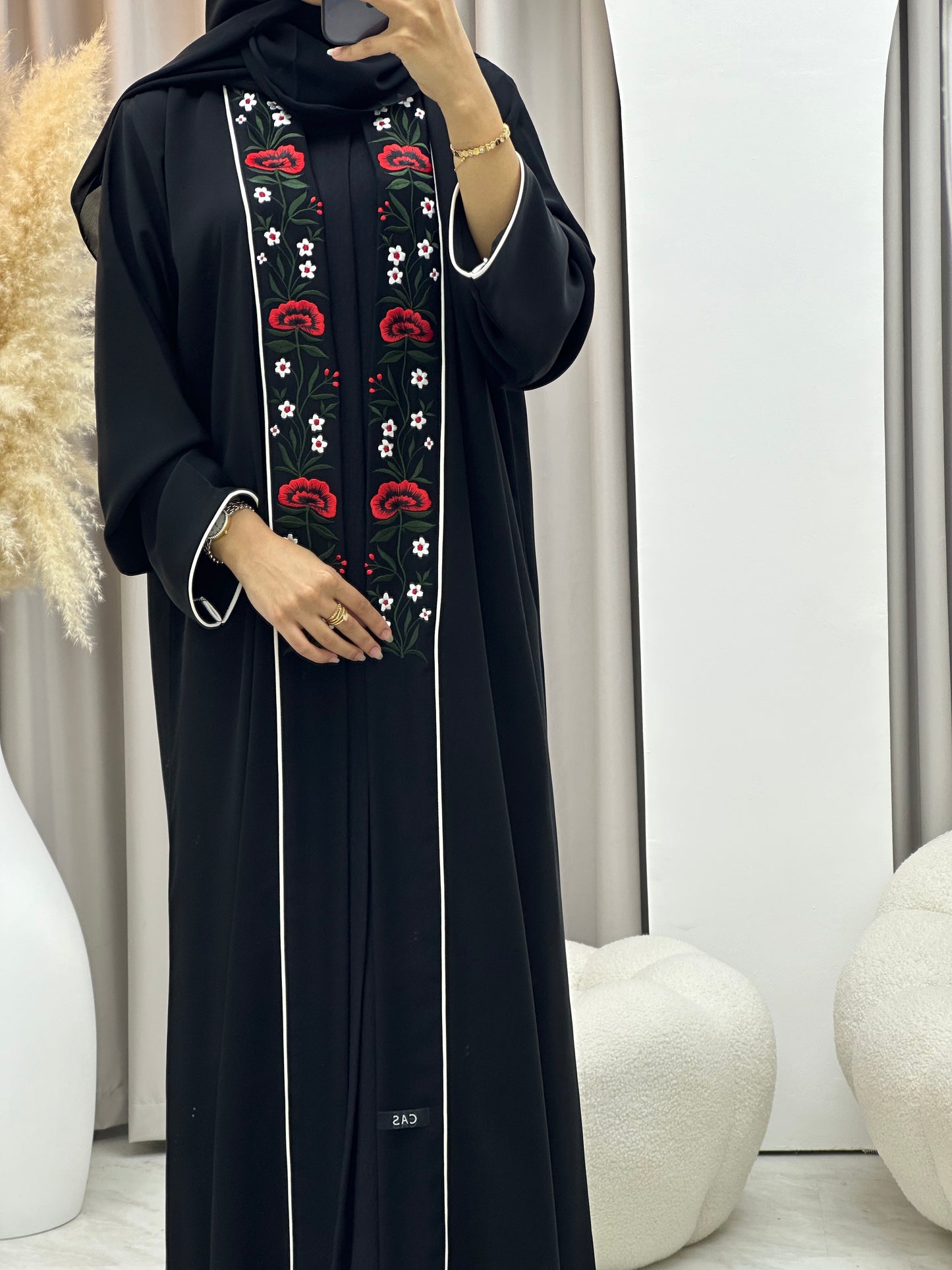 C 0489 Black Emirati National Day Abaya