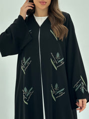 C 1667 Black Embroidered Beaded Abaya