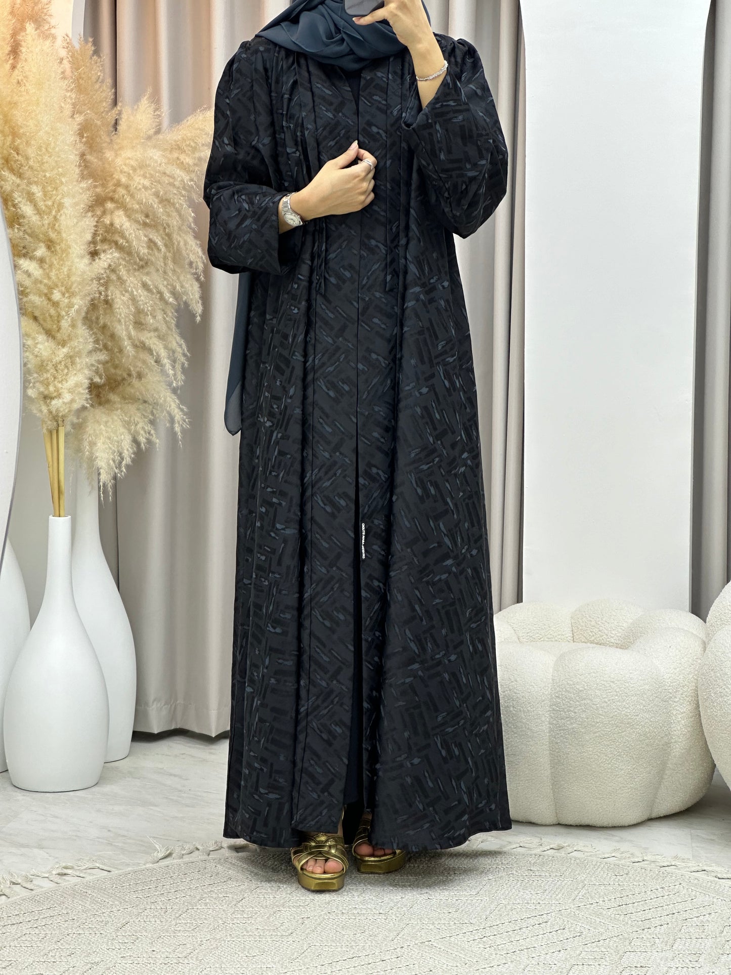 C 0276-02 Dark Grey Tagged Abaya