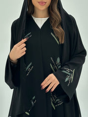 C 1667 Black Embroidered Beaded Abaya