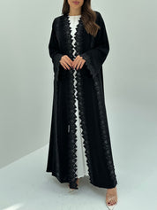 C 1668 Black Crystal Lace Abaya