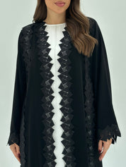 C 1668 Black Crystal Lace Abaya